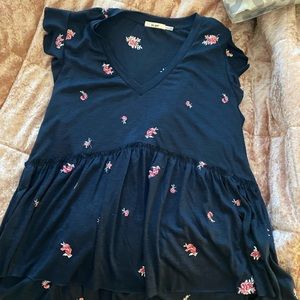 Embroidered ruffle top